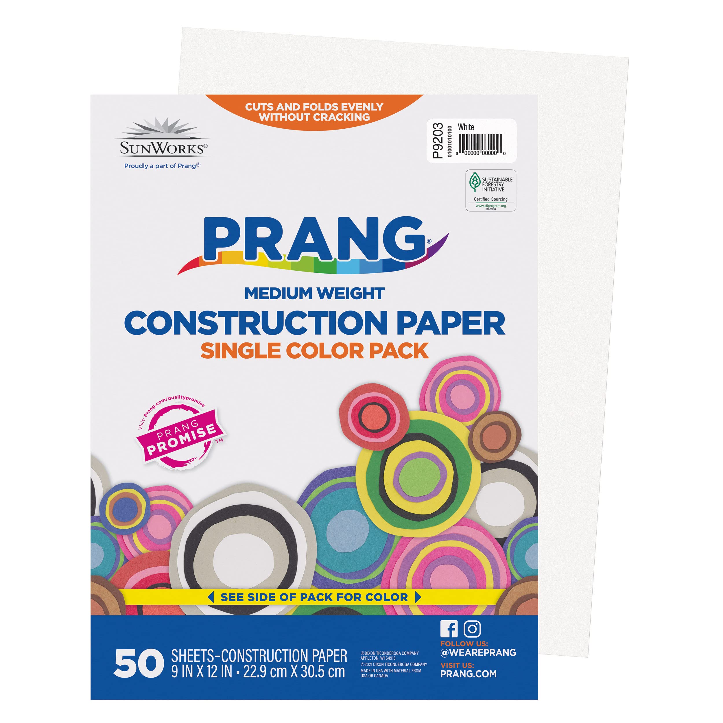 Prang (Formerly SunWorks) Construction Paper, White, 9" x 12", 50 Sheets