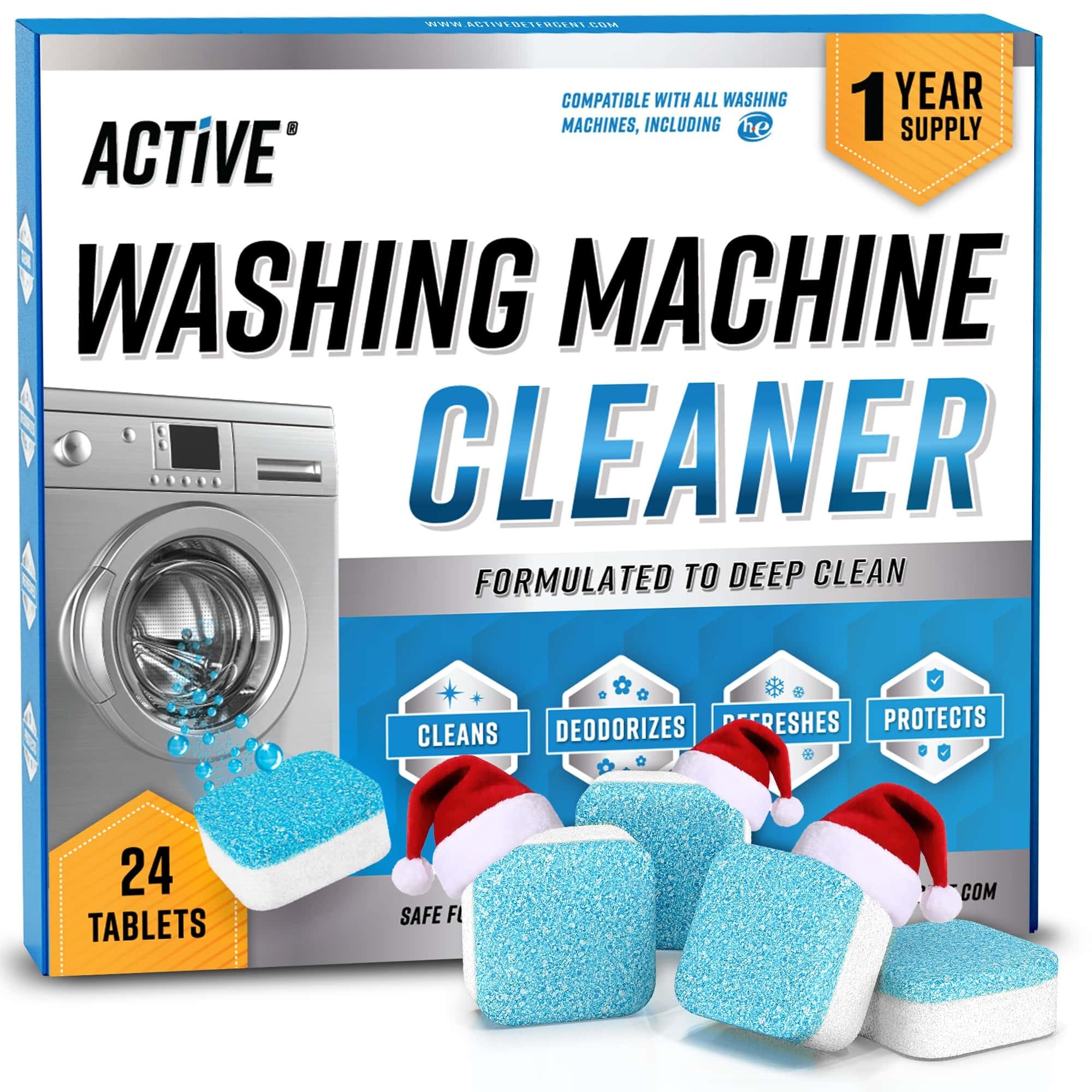 Washing Machine Cleaner Descaler 24 Pack - Deep Cleaning Tablets For HE Front Loader & Top Load Washer, Septic Safe Eco-Friendly Deodorizer, Clean Inside Drum And Laundry Tub Seal 12 Month Supply