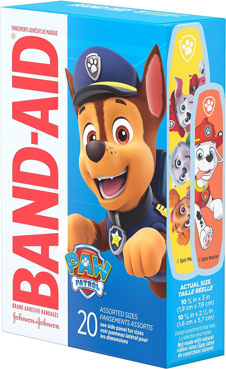 Band-Aid Brand Adhesive Individually Wrapped Bandages for Kids Featuring Nickelodeon PAW Patrol Characters, Assorted Sizes 20 ct