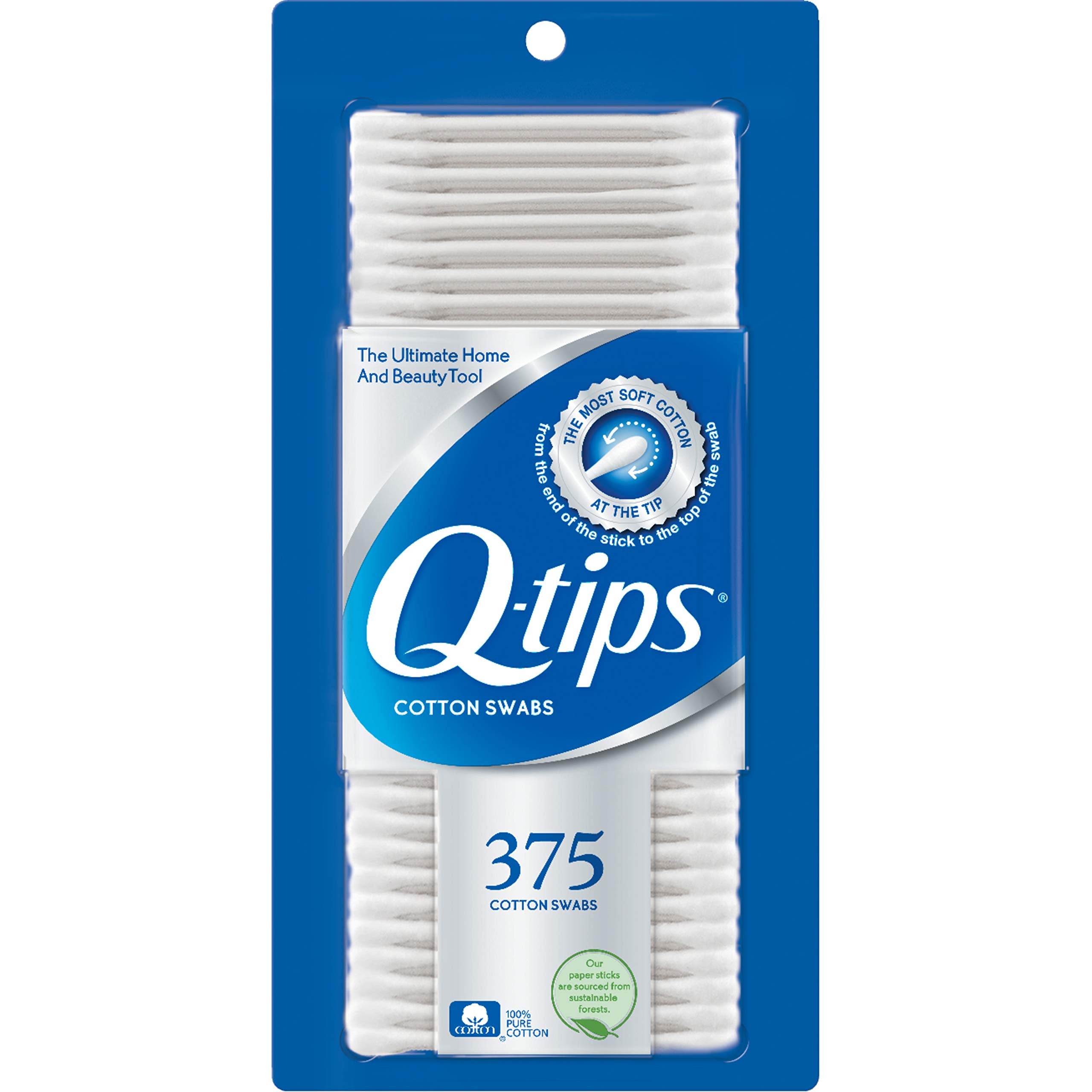 Q-tips Cotton Swabs For Hygiene and Beauty Care Original Cotton Swab Made With 100% Cotton 375 Count
