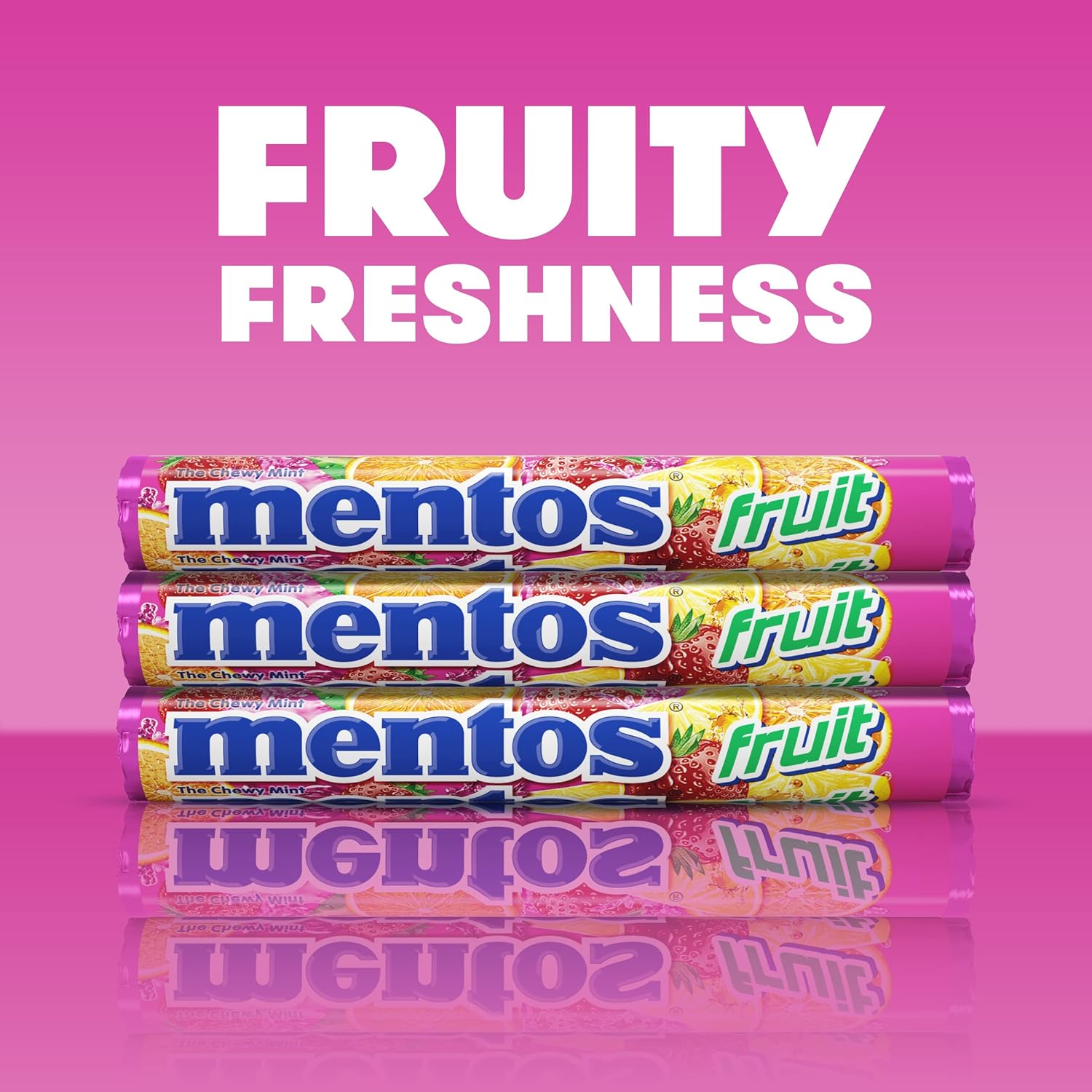 Mentos Candy, Mint Chewy Candy Roll, Fruit, Non Melting, 1.32 Oz , 6 count(Pack of 1)