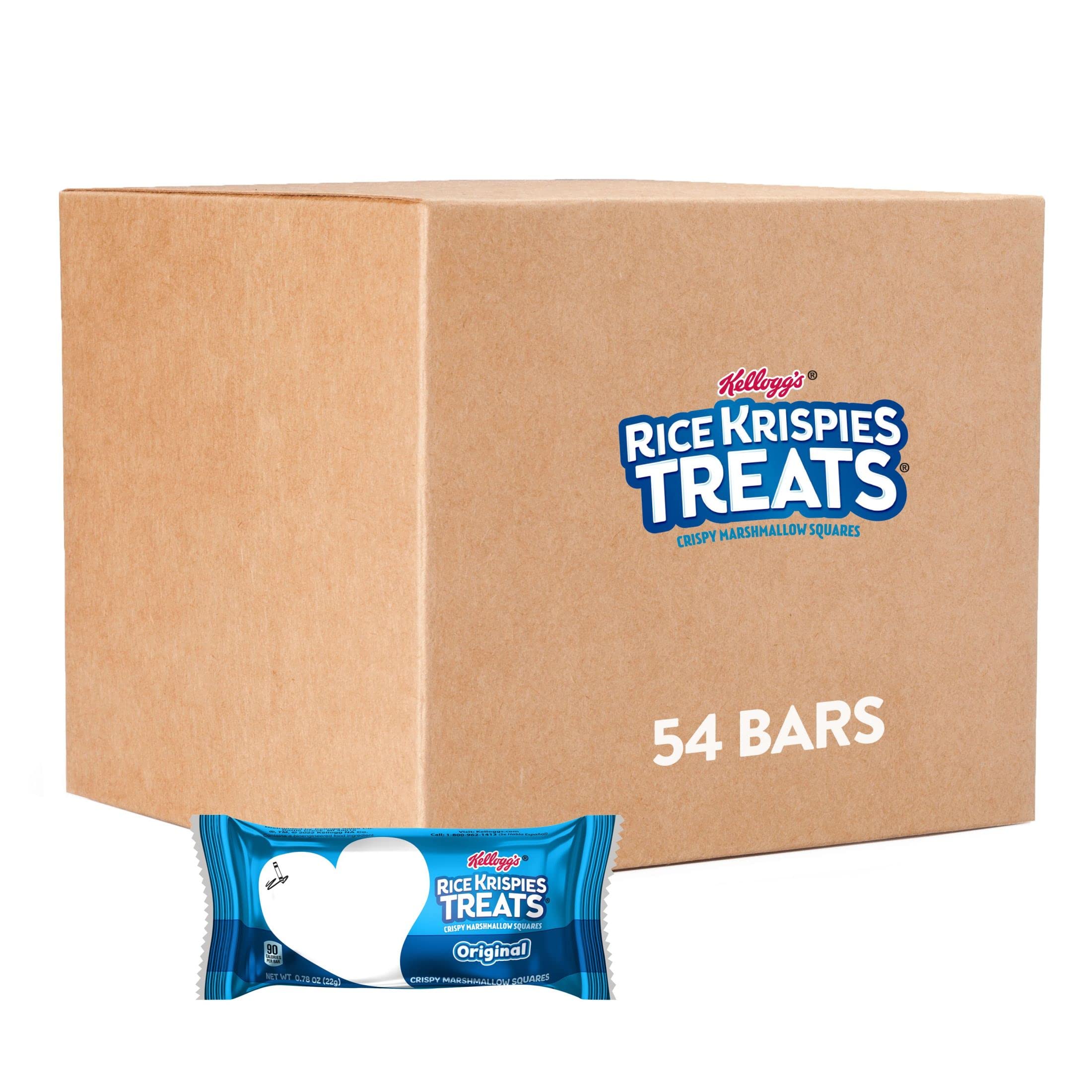 Rice Krispies Treats Crispy Marshmallow Squares, Kids Snacks, Snack Bars, Original (Pack of 54)