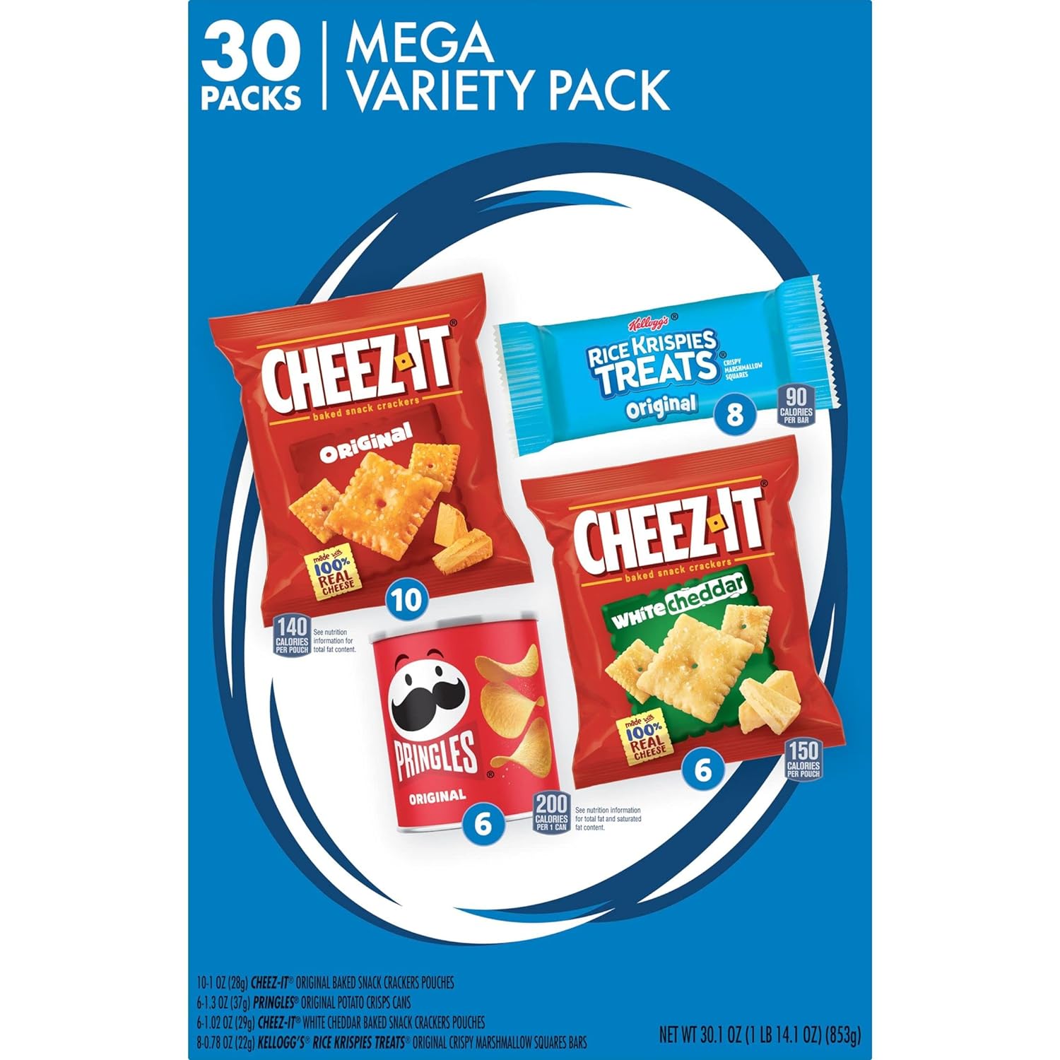 Kellogg's Snacks, Lunch Snacks, Kids Snacks, Mega Pack, Variety Pack, 30.1oz Box (30 Packs)