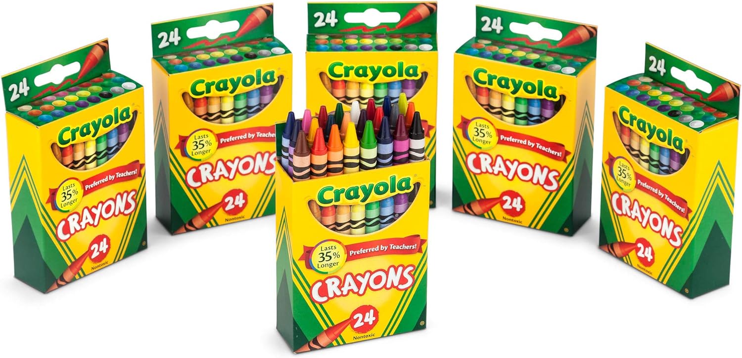 Crayola Crayons, Bulk School Supplies For Kids, 24 Count Crayon Box (Pack Of 6), Assorted Colors