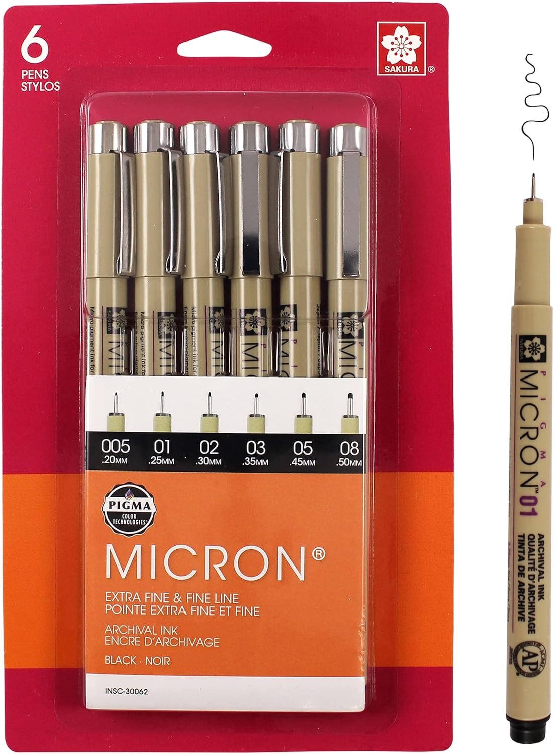 SAKURA Pigma Micron Fineliner Pens - Archival Black Ink Pens - Pens for Writing, Drawing, or Journaling - Assorted Point Sizes - 6 Pack