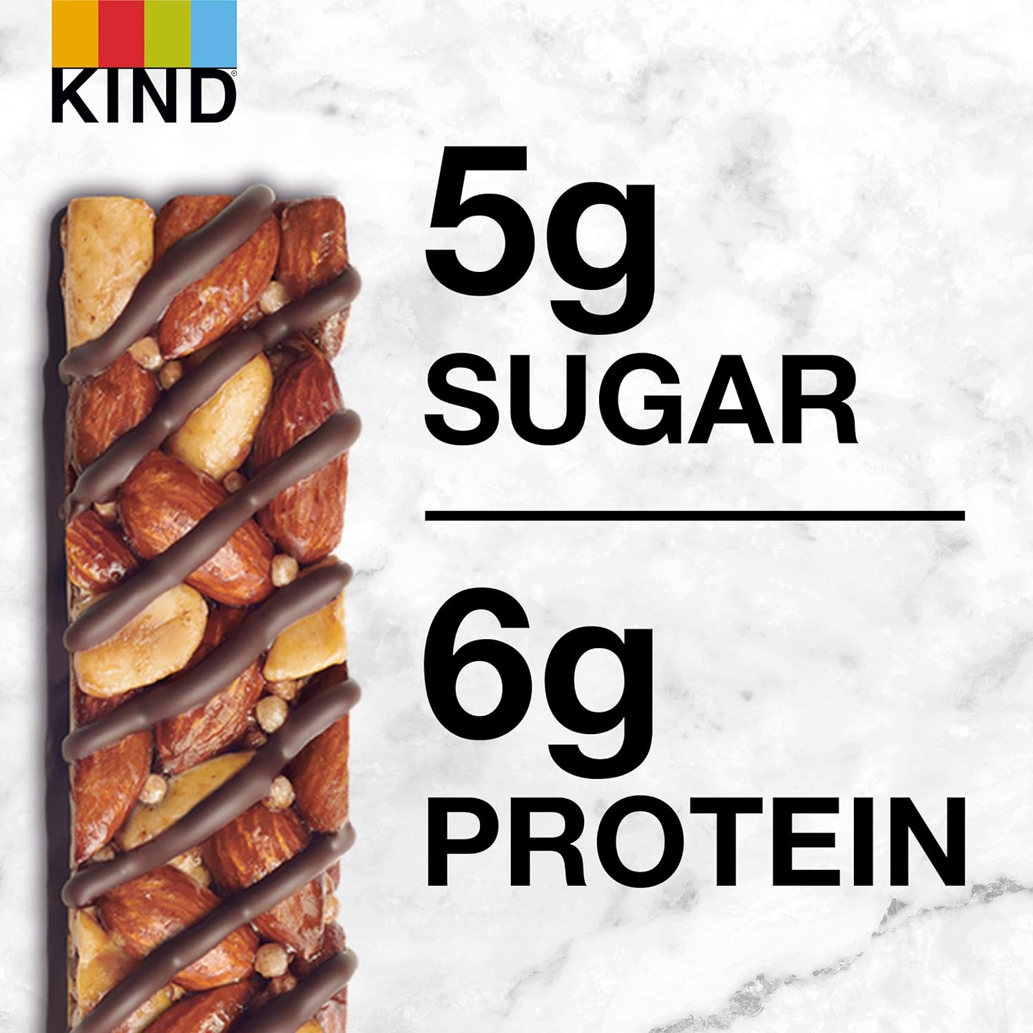 KIND Bars, Dark Chocolate Nuts and Sea Salt, Healthy Snacks, Gluten Free, Low Sugar, 6g Protein, 12 Count