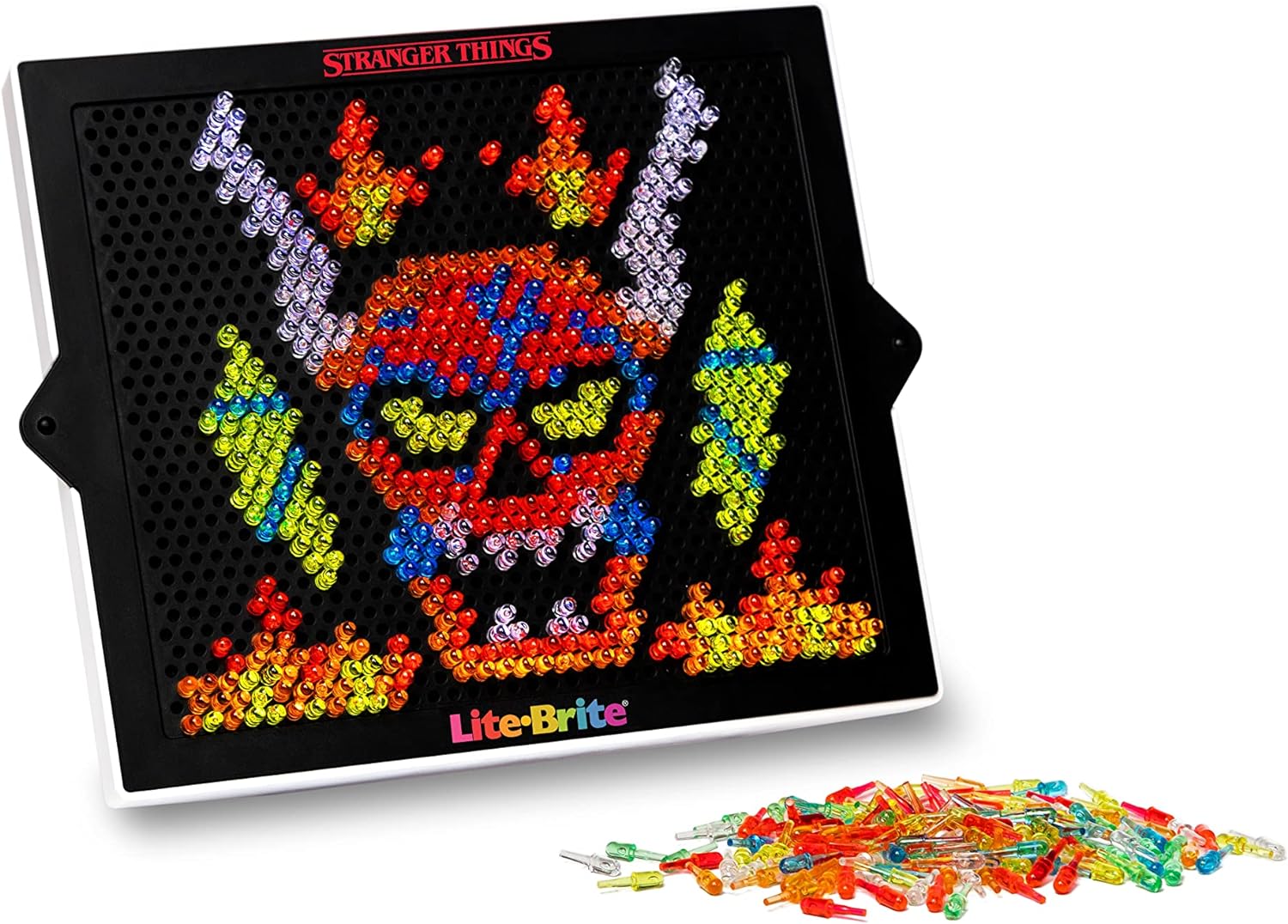 Lite-Brite Stranger Things Special Edition - Demogorgon Hunters - Amazon Exclusive - High-Definition Grid, 16 HD Templates, 900 Mini Pegs, Stickers, Branded Storage Pouch, Ages 14+
