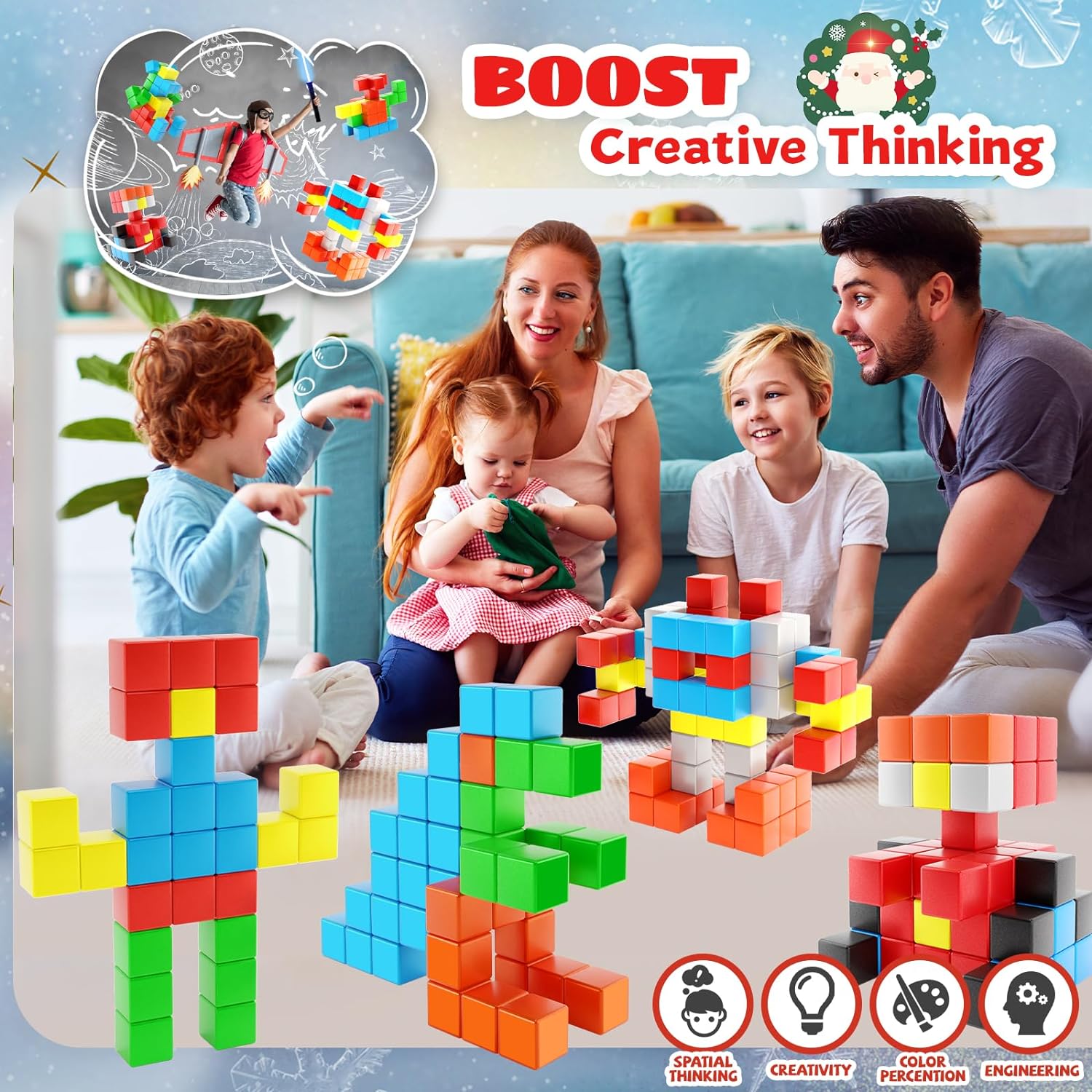 Girigi 10 Colors Magnetic Blocks for Toddler Toys, Montessori Sensory STEM Building Preschool Magnet Toys for 3 4 5 6 Year Old Boys and Girls, Large Magnetic Cubes Building Blocks for Kids