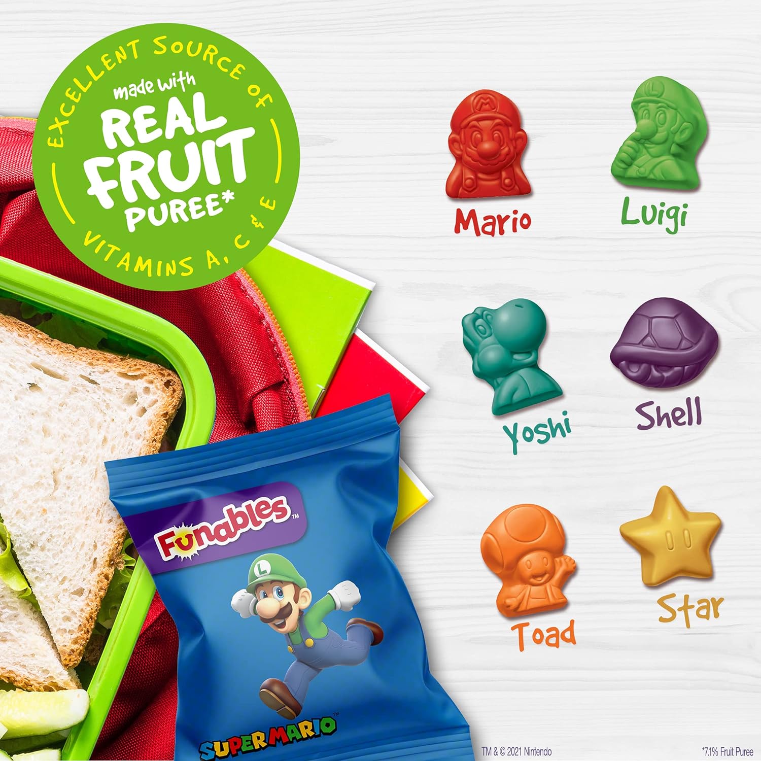 Funables Fruit Snacks, Super Mario Shaped Fruit Flavored Snacks, Pack of 10 0.8 ounce Pouches