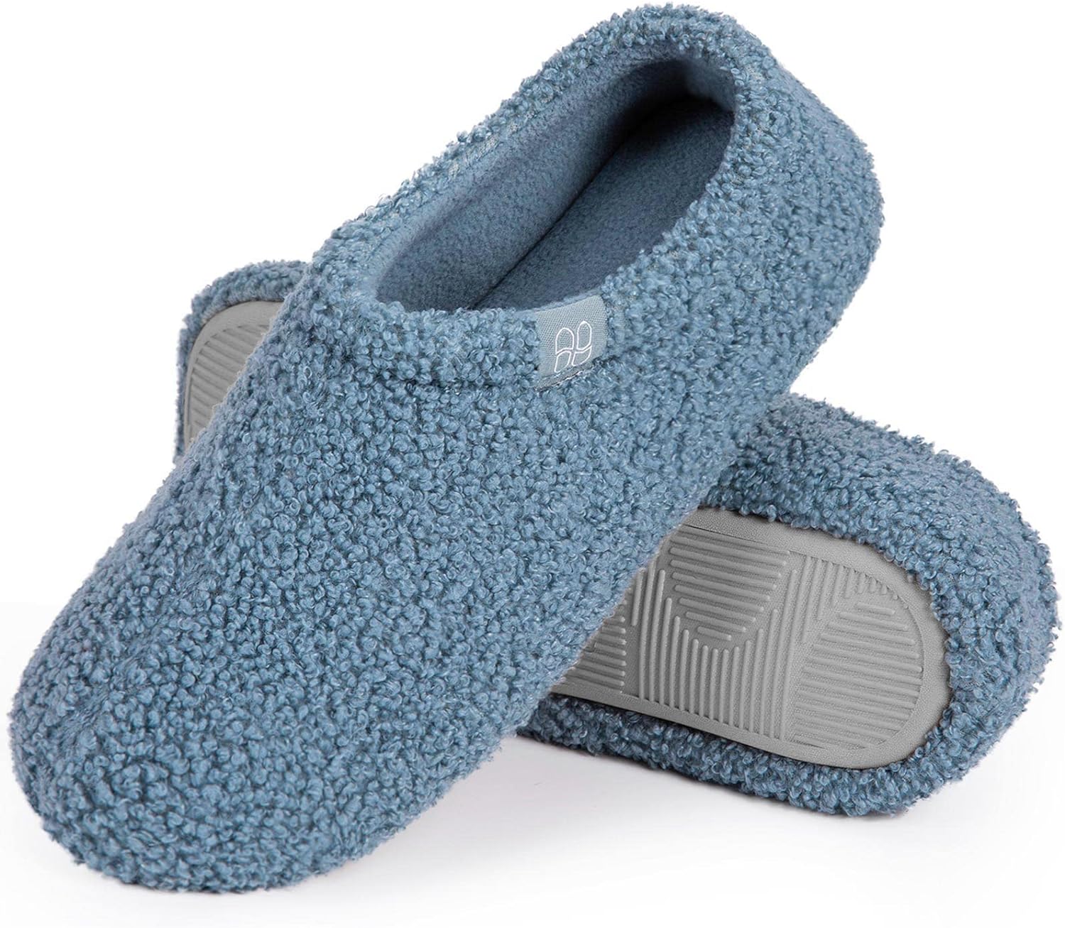 HomeTop Women's Fuzzy Curly Fur Memory Foam Loafer Slippers with Polar Fleece Lining
