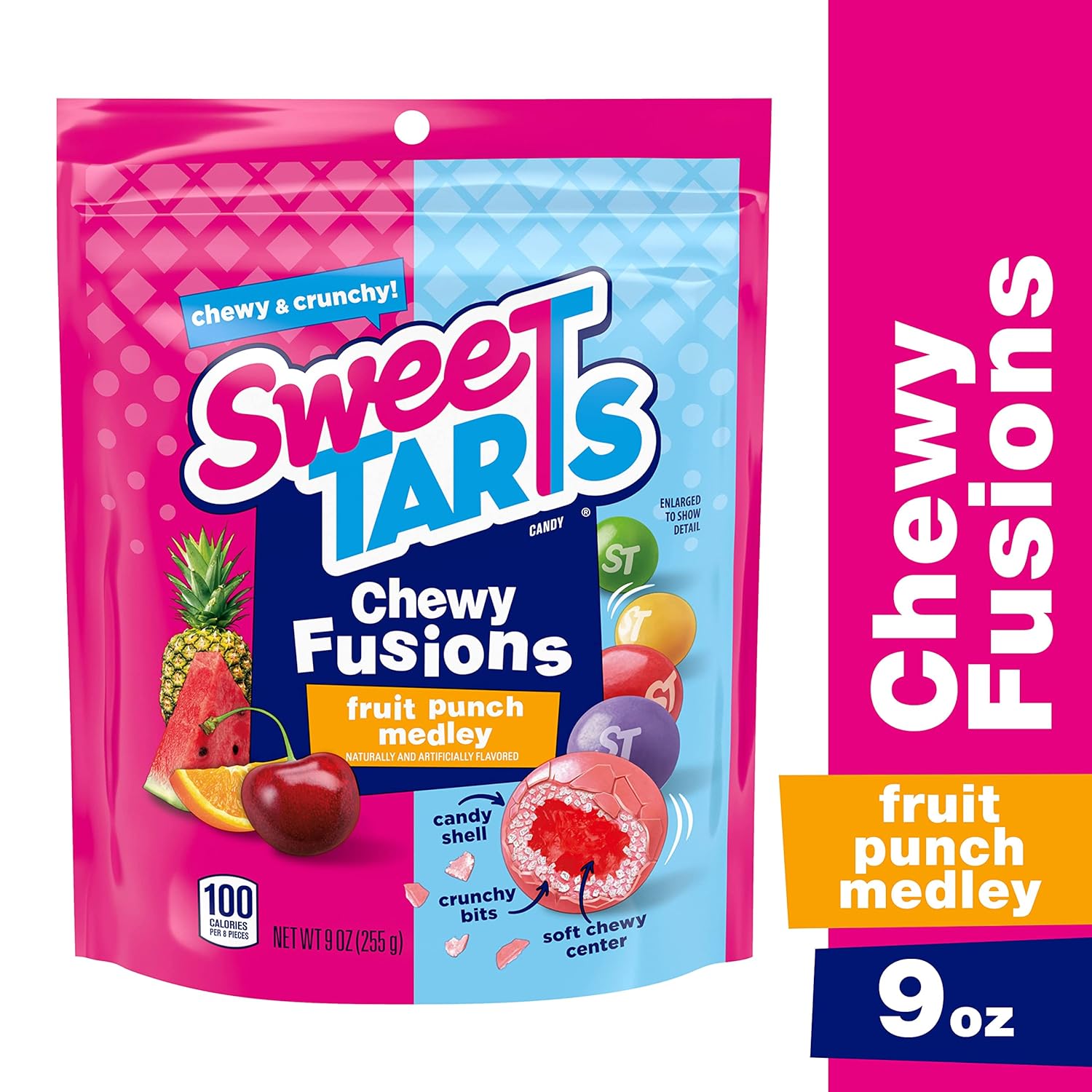 SweeTARTS Chewy Fusions Candy, Fruit Punch Medley, 9 ounce