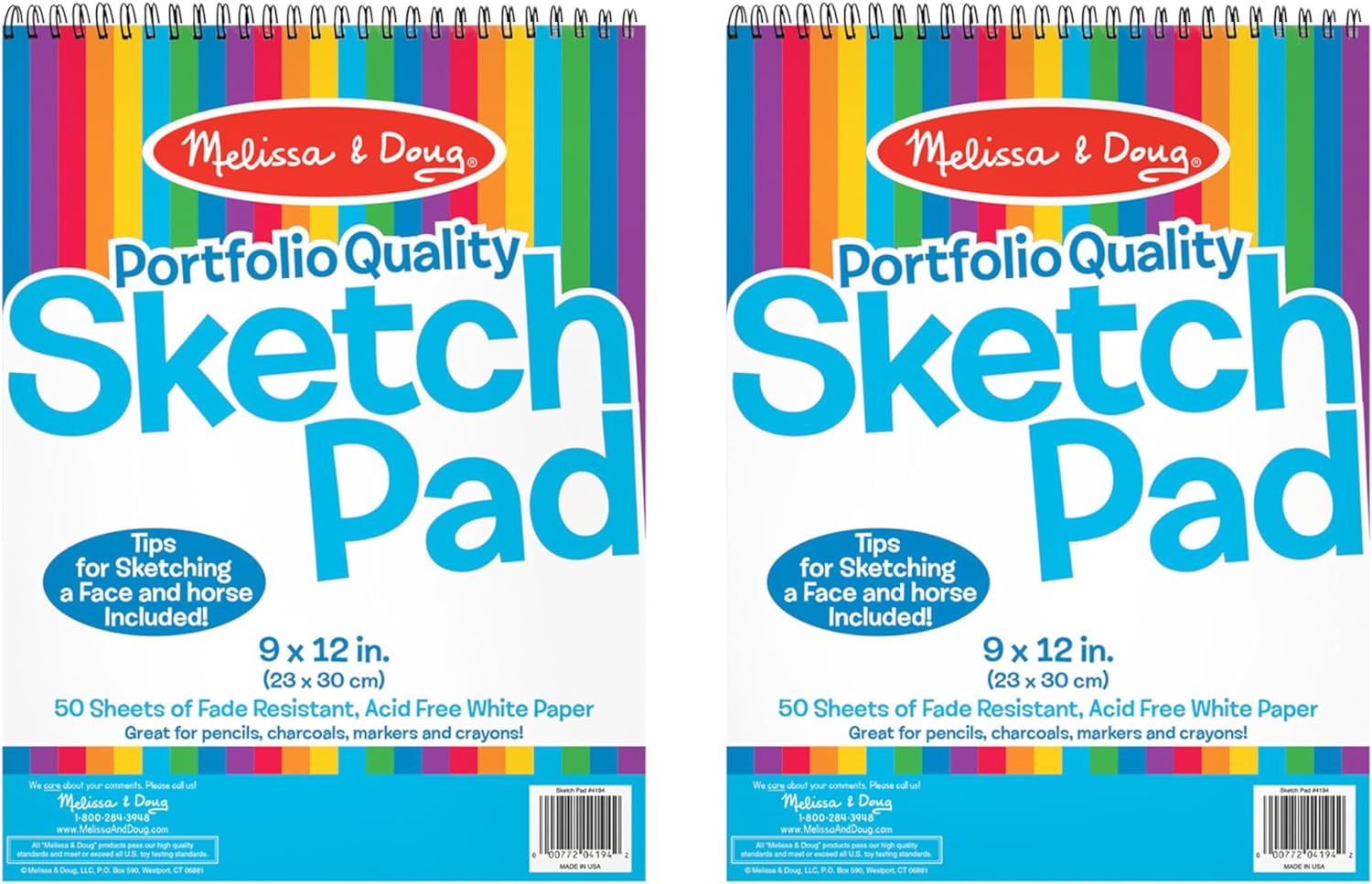Melissa & Doug Sketch Pad (9 x 12 inches) - 50 Sheets, 2-Pack - Kids Drawing Paper, Drawing And Coloring Pad Art Supplies