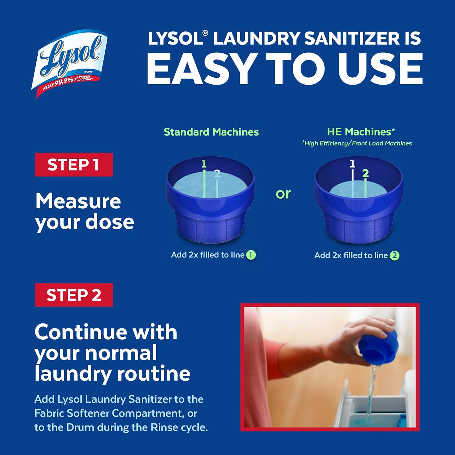 Lysol Laundry Sanitizer Additive, Sanitizing Liquid for Clothes and Linens, Eliminates Odor Causing Bacteria, Crisp Linen, 41oz