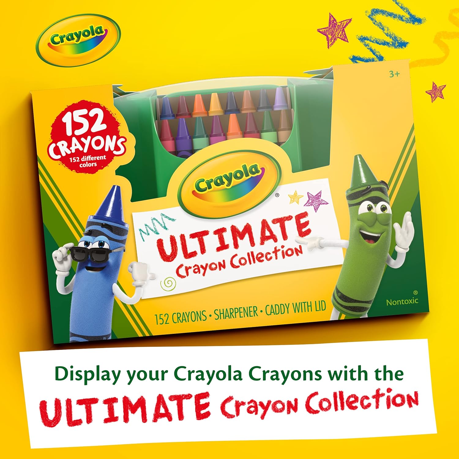Crayola Ultimate Crayon Box Collection (152ct), Bulk Kids Crayon Caddy, Classic & Glitter Crayons, Gifts, Ages 3+
