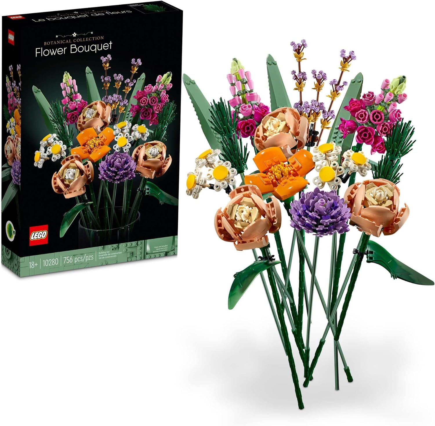 LEGO Icons Flower Bouquet 10280 Building Decoration Set - Artificial Flowers with Roses, Decorative Home Accessories, Gift for Him and Her, Botanical Collection and Table Art for Adults