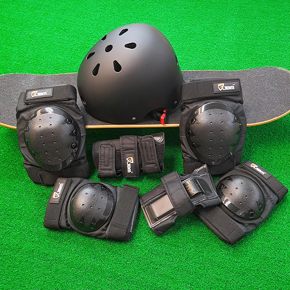 JBM Child & Adults Rider Series Protection Gear Set for Multi Sports Scooter, Skateboarding, Roller Skating, Protection for Beginner to Advanced, Helmet, Knee and Elbow Pads with Wrist Guards