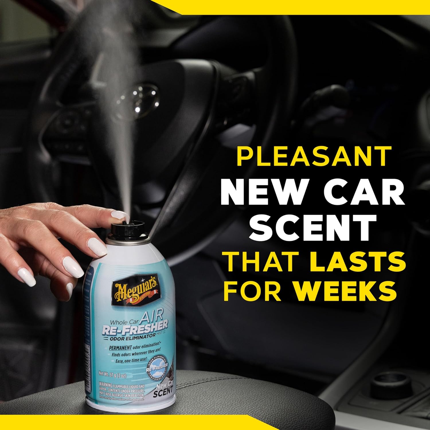Meguiar's Whole Car Air Refresher, Odor Eliminator Spray Eliminates Strong Vehicle Odors, New Car Scent - 2 Oz Spray Bottle