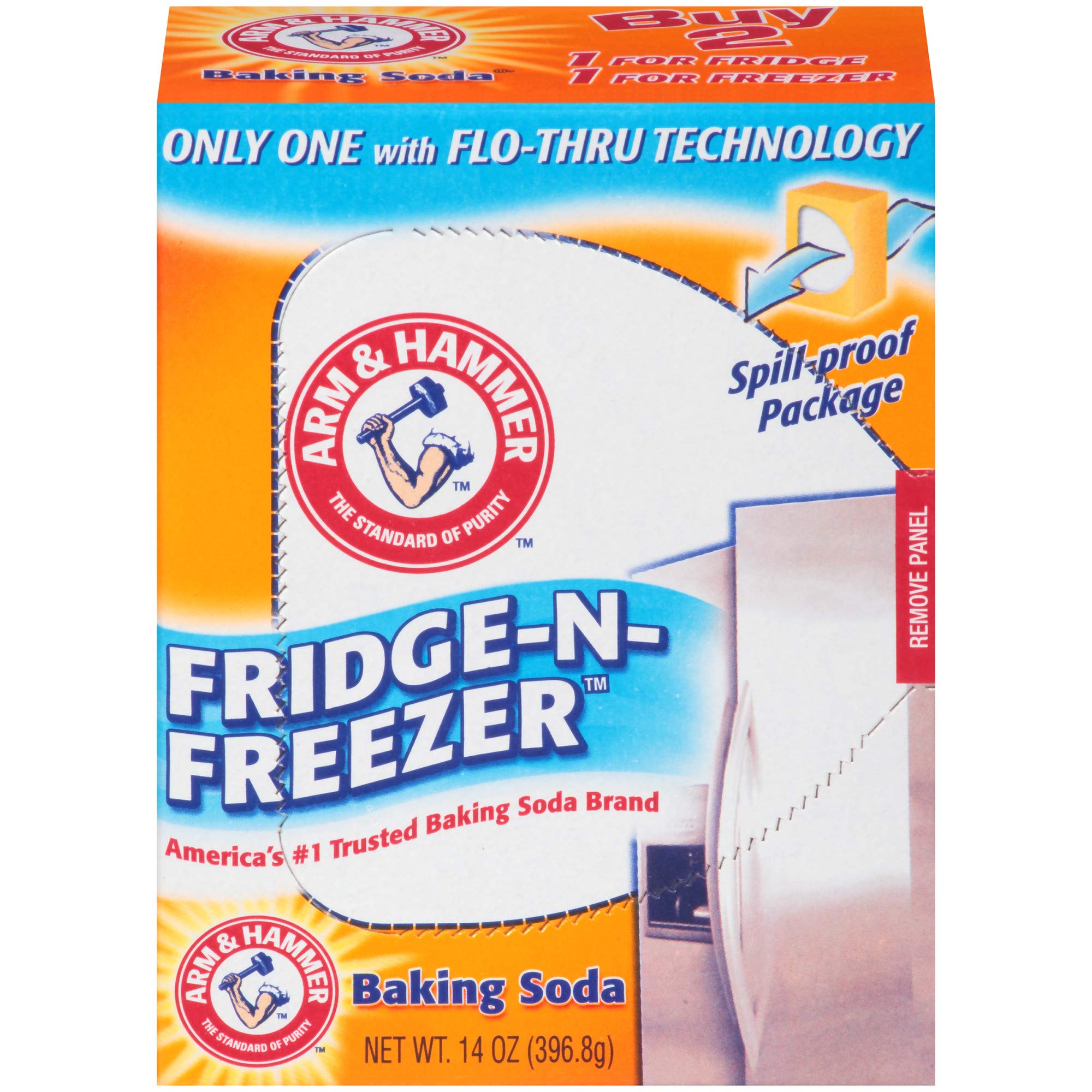 Arm & Hammer Baking Soda Fridge-n-Freezer Odor Absorber, Orange 14 oz, Pack of 12