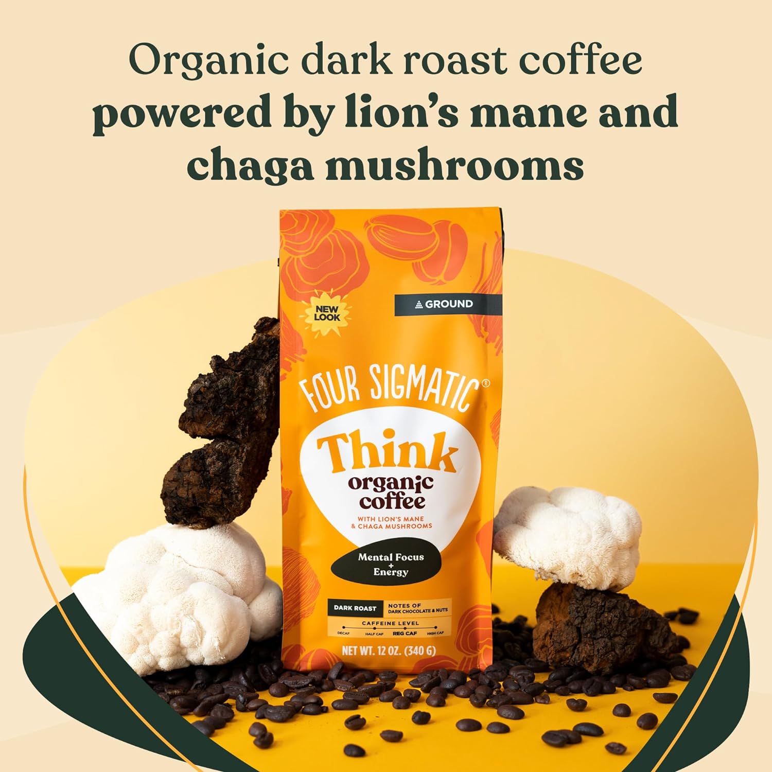Four Sigmatic Mushroom Ground Coffee, Lion's Mane, 12 Ounce