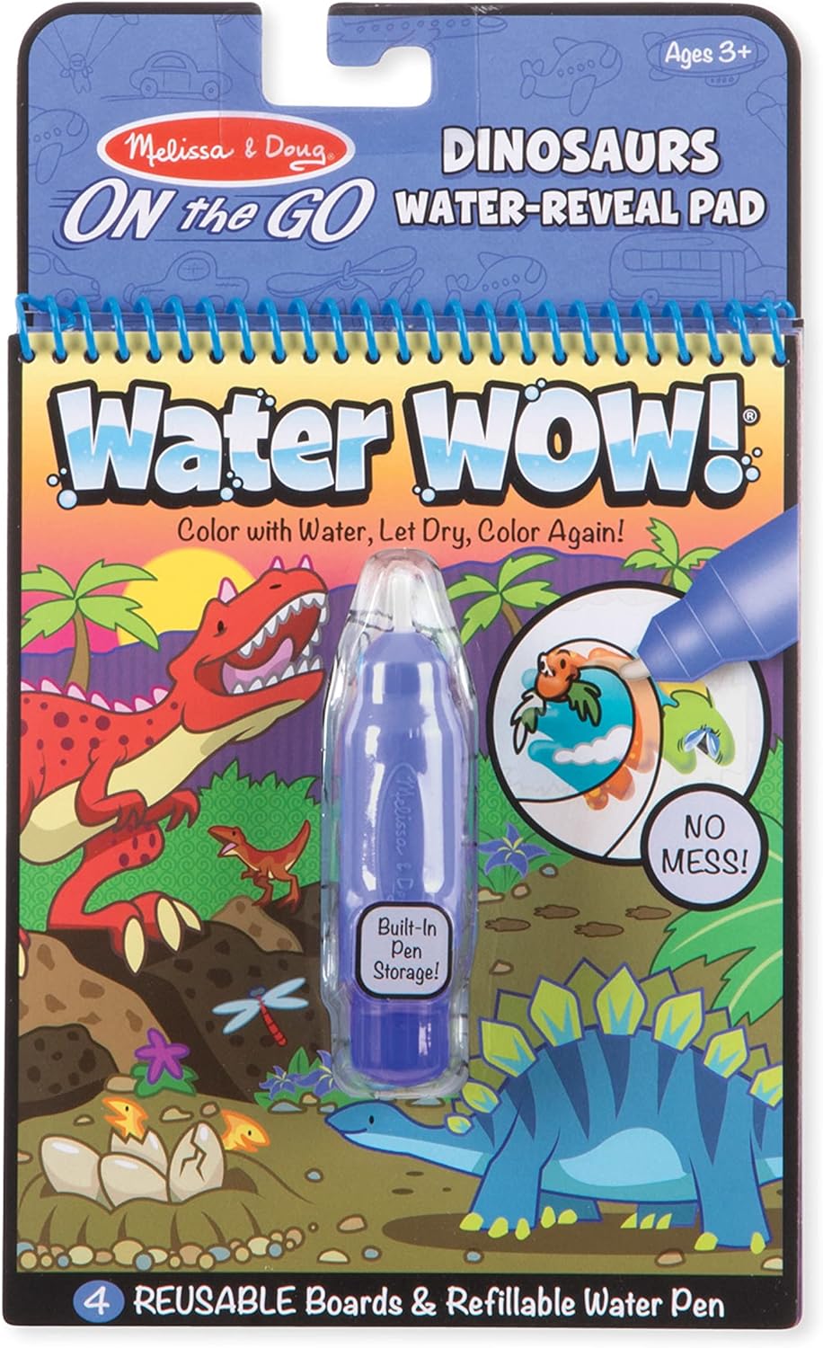 Melissa & Doug On The Go Water Wow! Reusable Water-Reveal Activity Pad – Dinsoaur Books, Stocking Stuffers, Arts And Crafts Toys For Kids Ages 3+