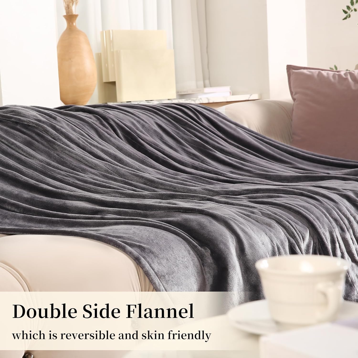 Heated Blanket Electric Blanket Full Size, 72" x 84" Heating Blanket with 6 Heating Levels & 1-10 Hours Auto Off, Super Silky Flannel Electric Heated Blanket with ETL & FCC Certification, Dark Gray