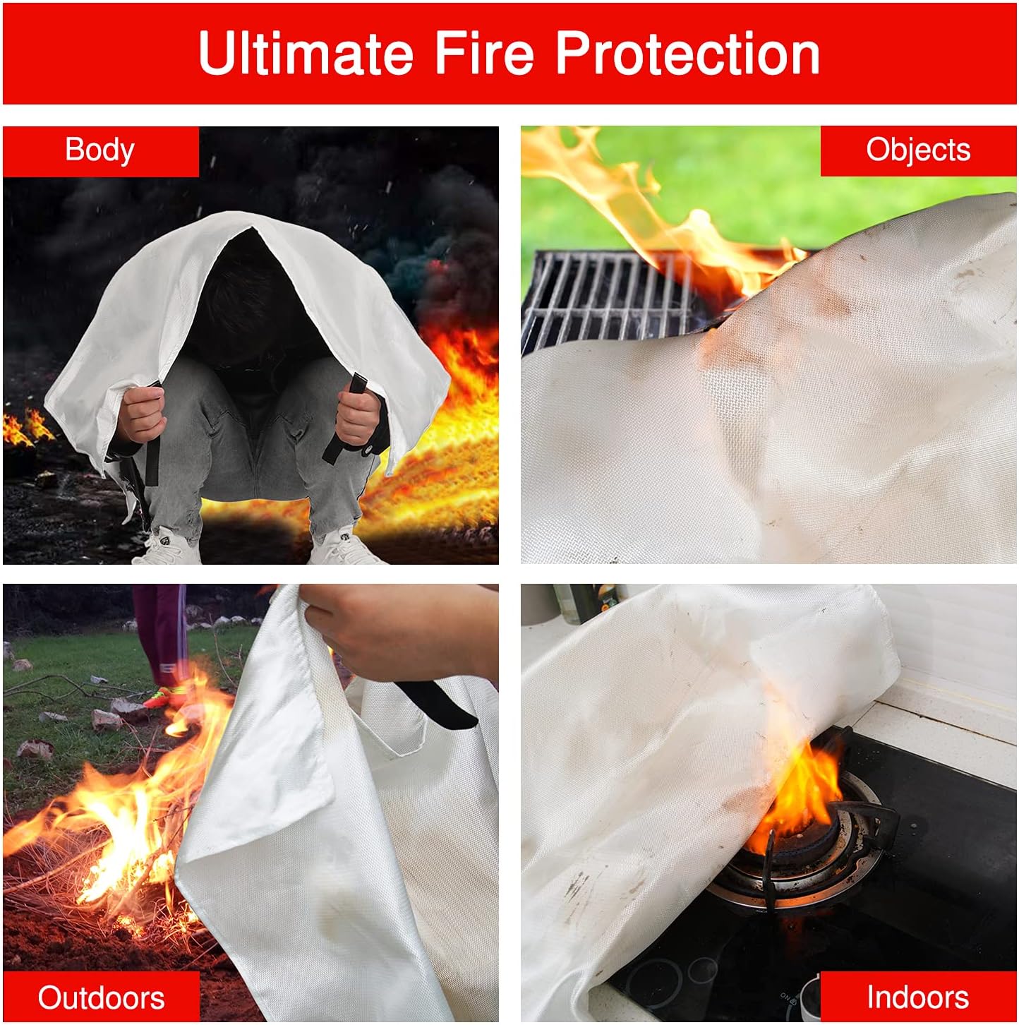 Mart Cobra Fire Blanket for Home Safety x2 Emergency Fire Blanket for Kitchen Fiberglass Fire Blankets Fireproof Blanket House Fire Safety Flame Retardant Fabric Home Safety Tarp Grease Spray