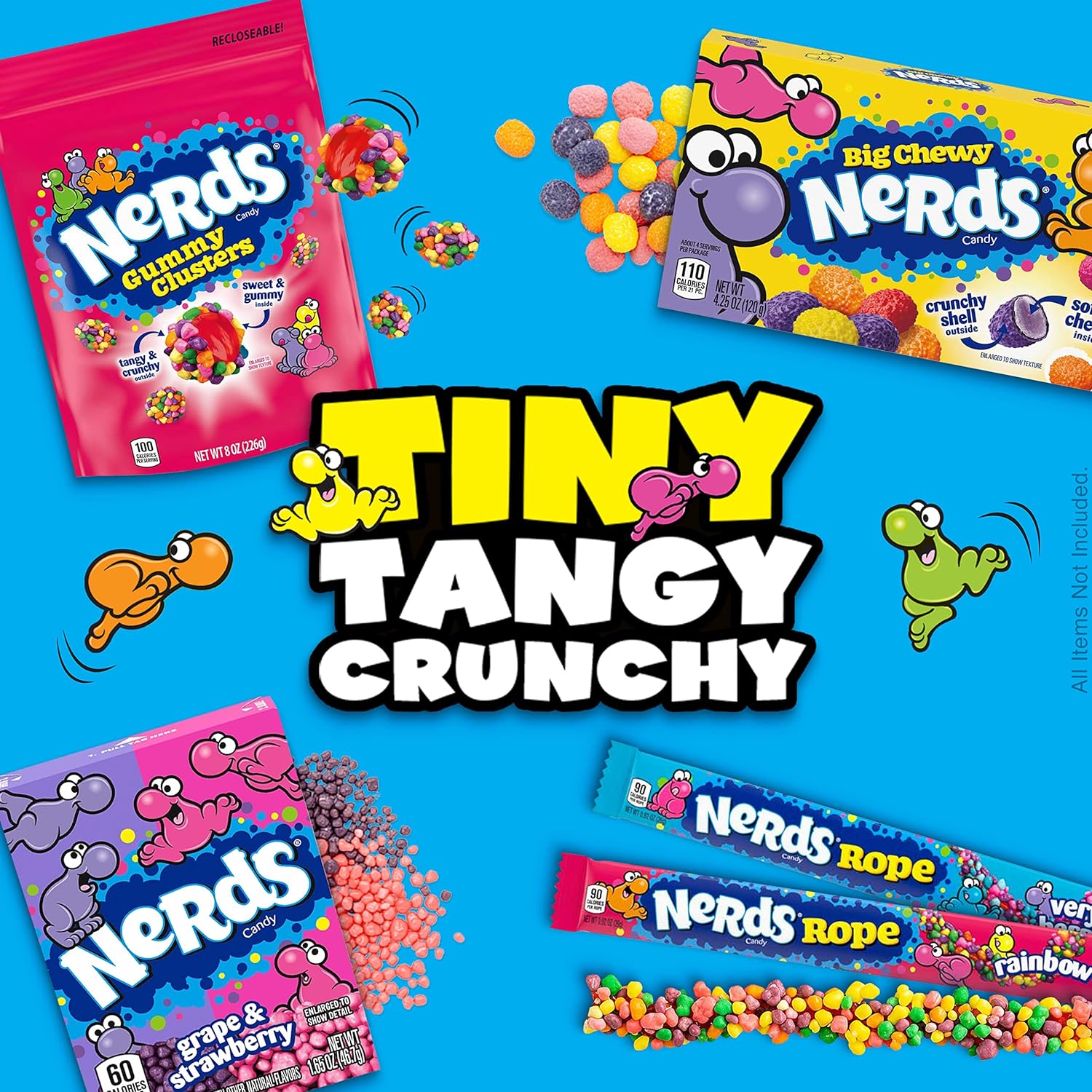 Nerds Gummy Clusters Candy, Rainbow, Resealable 8 Ounce Bag.