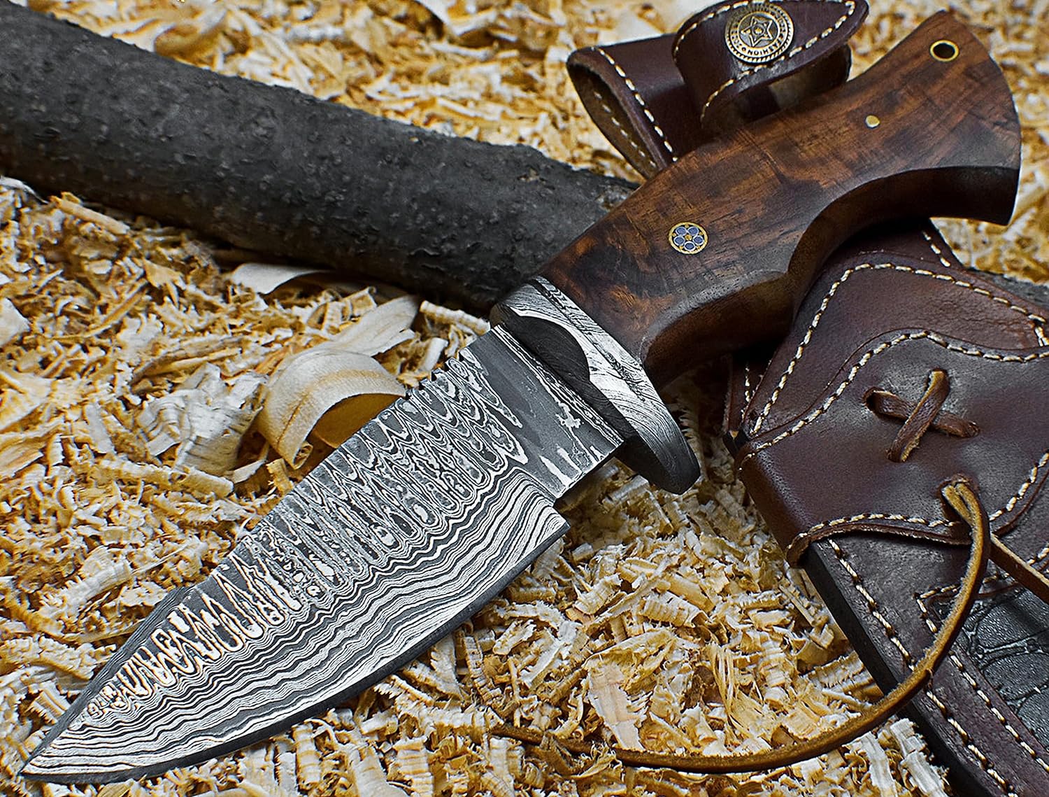 Custom Handmade Damascus Steel Hunting knife - Hand Forged Camping Knife - Gift For Him (A-096)