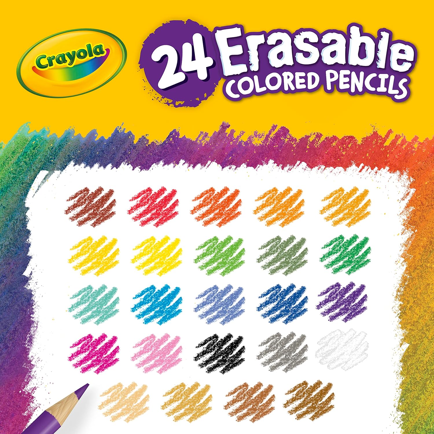 Crayola Erasable Colored Pencils, Kids At Home Activities, 24 Count, Assorted, Long
