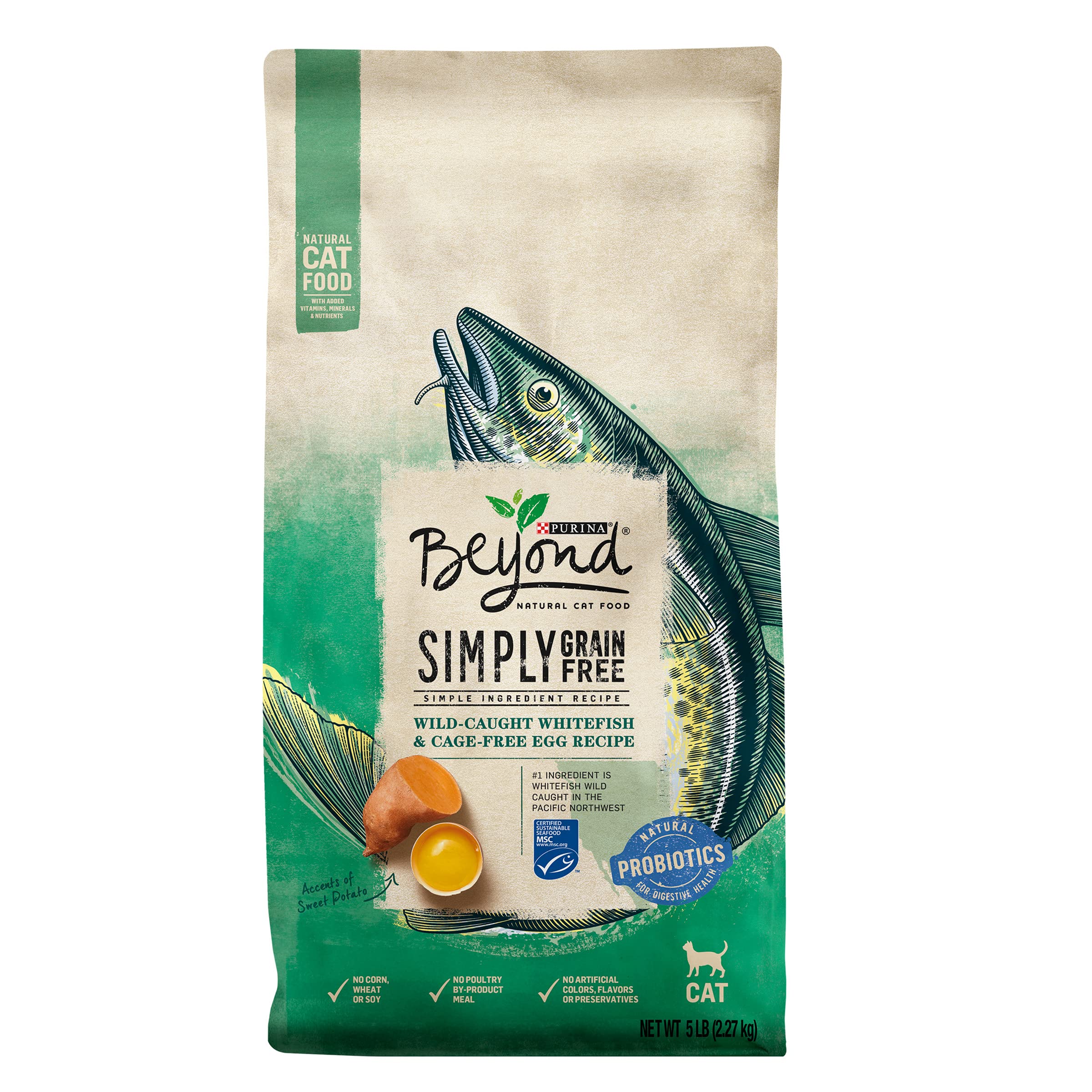 Purina Beyond Grain Free, Natural Dry Cat Food, Simply Grain Free Wild Caught Whitefish & Cage Free Egg Recipe - 5 lb. Bag