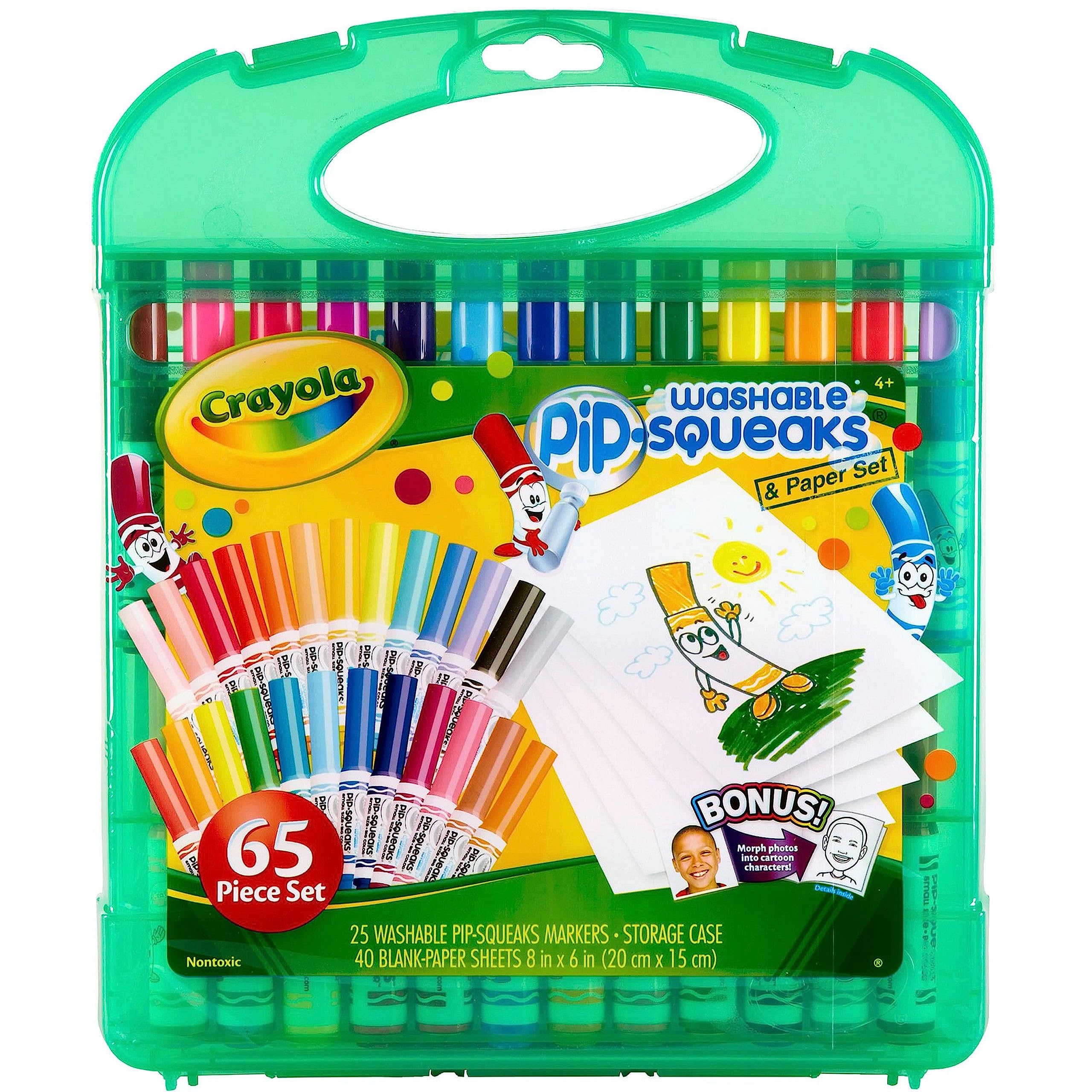 Crayola Pip Squeaks Marker Set (65ct), Washable Markers for Kids, Kids Art Supplies, Holiday Gift for Kids, Mini Markers, Stocking Stuffer, 4+