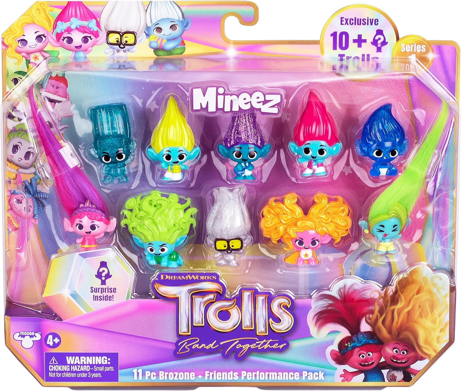 Trolls DreamWorks Band Together Mineez 11pc Brozone + Friends Performance Pack - 11 Mineez 1.5 Inch Collectible Figures and 1 Accessory