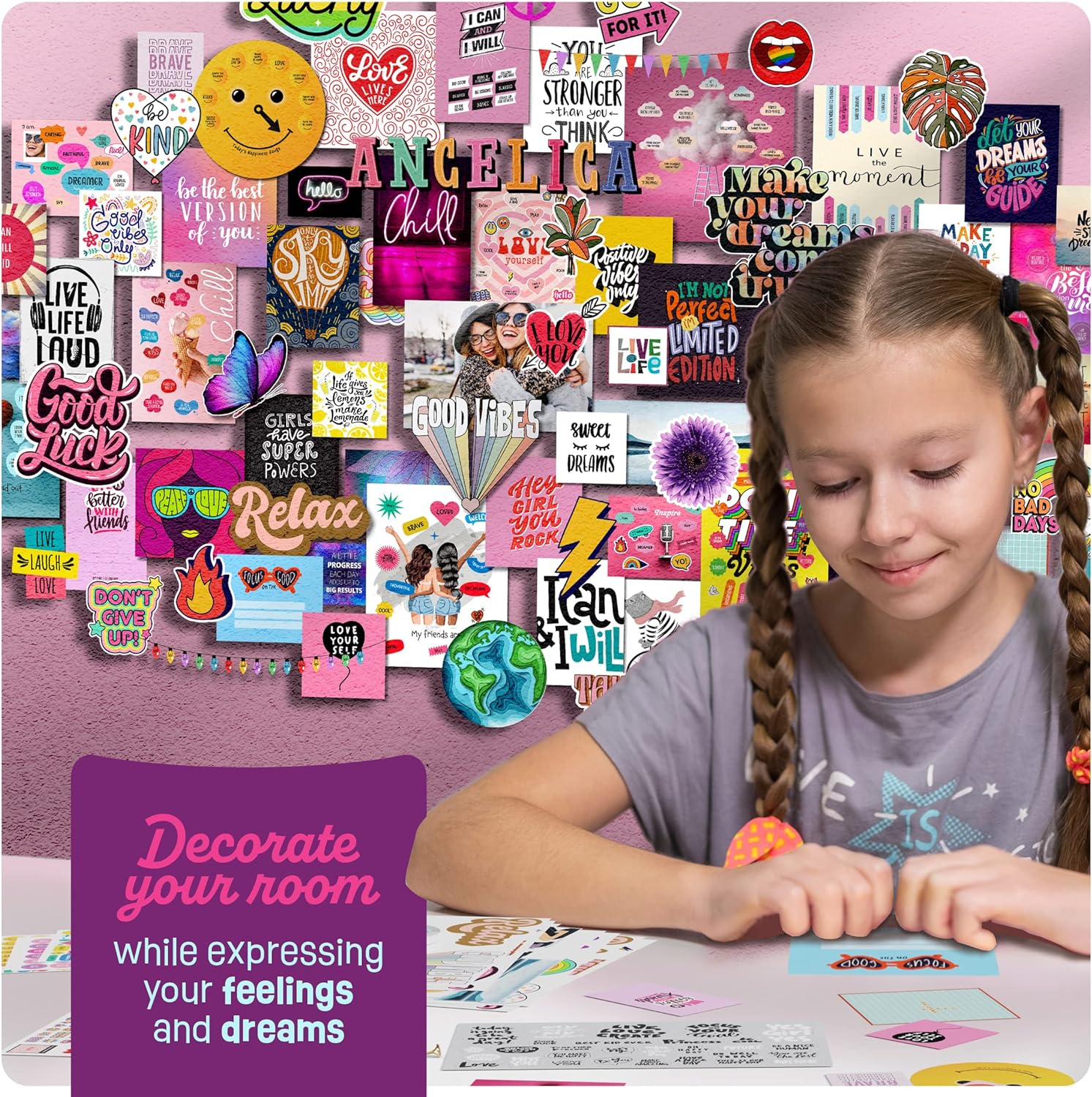 Wall Collage Kit for Teen & Tween Girls - Arts Craft Gift Ideas for Age 11, 12 ,13, 14, 15, 16 Year Old Girl - Trendy Birthday Gifts and Stuff for Teenage Bedroom Decor - Teens Crafts Kits Teenager
