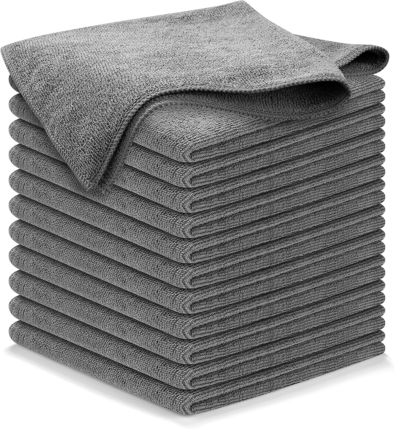 USANOOKS Microfiber Cleaning Cloth Grey - 12 Packs 12.6"x12.6" - High Performance - 1200 Washes, Ultra Absorbent Towels Weave Grime & Liquid for Streak-Free Mirror Shine - Car Washing Cloth