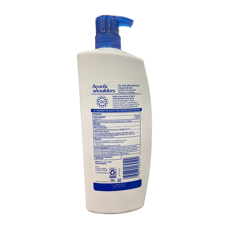Head & Shoulders Pyrithione Zinc Dandruff Shampoo + Conditioner 2 in 1 Dry Scalp, 38.8 oz