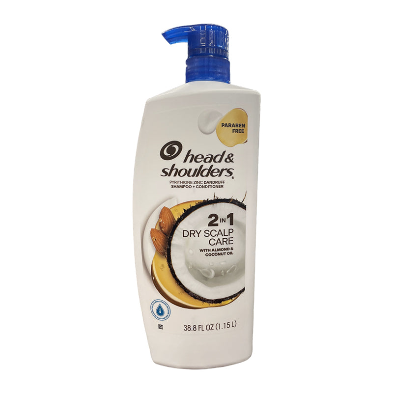 Head & Shoulders Pyrithione Zinc Dandruff Shampoo + Conditioner 2 in 1 Dry Scalp, 38.8 oz