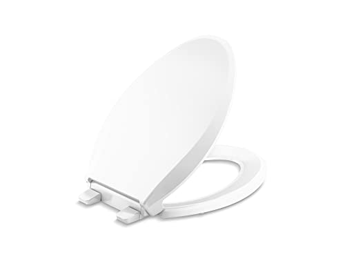 KOHLER 4636-RL-0 Cachet ReadyLatch Elongated Toilet Seat, Quiet-Close Lid and Seat, Countoured Seat, Grip-Tight Bumpers and Installation Hardware, White, 18.04"L x 14.18"W