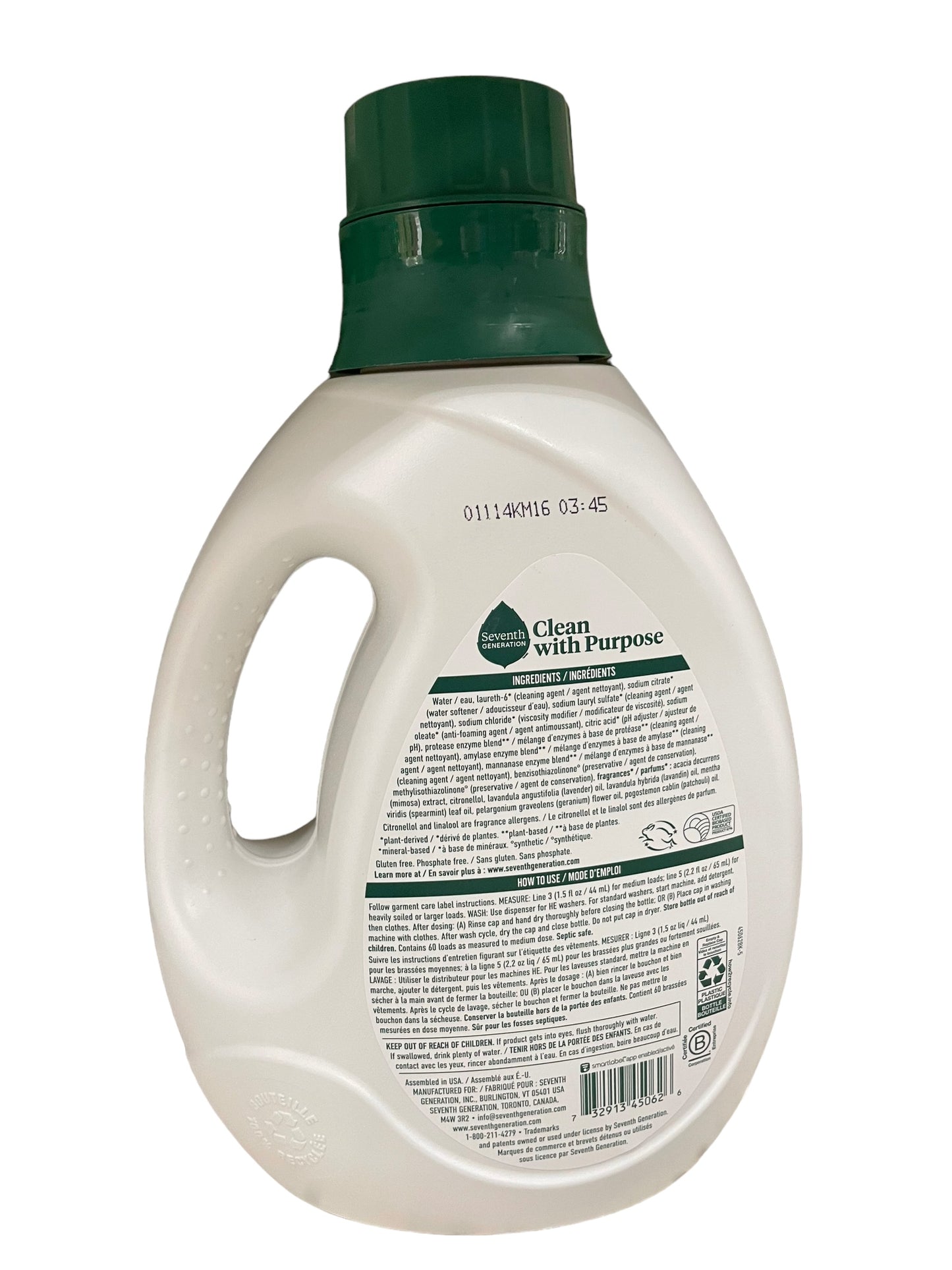 Seventh Generation, Clean with Purpose, Fresh Free & Clear (90 oz. 60 Loads)