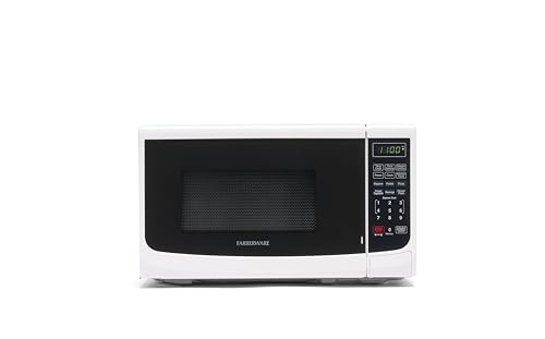 Farberware Countertop Microwave 700 Watts, 0.7 Cu. Ft. - Microwave Oven With LED Lighting and Child Lock - Perfect for Apartments and Dorms - Easy Clean Stainless Steel