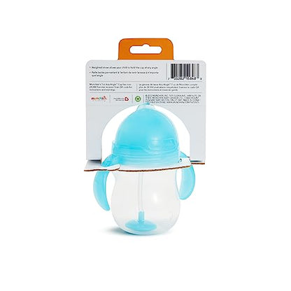 Munchkin® Any Angle™ Weighted Straw Trainer Sippy Cup with Click Lock™ Spill Proof Lid, 7 Ounce, 2 Pack, Blue/Green