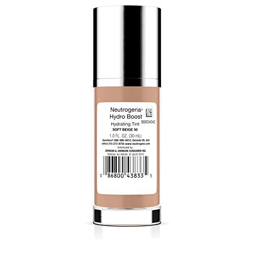 Neutrogena Hydro Boost Hydrating Tint with Hyaluronic Acid, Lightweight Water Gel Formula, Moisturizing, Oil-Free & Non-Comedogenic Liquid Foundation Makeup, 20 Natural Ivory, 1.0 fl. oz