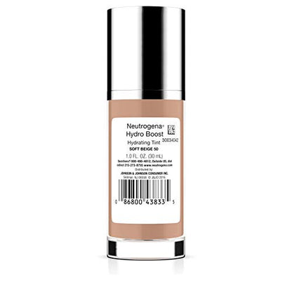 Neutrogena Hydro Boost Hydrating Tint with Hyaluronic Acid, Lightweight Water Gel Formula, Moisturizing, Oil-Free & Non-Comedogenic Liquid Foundation Makeup, 20 Natural Ivory, 1.0 fl. oz