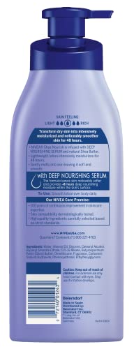 NIVEA Shea Nourish Body Lotion, 48-Hour Moisturizing Shea Butter Lotion for Dry Skin with Deep Nourishing Serum, 16.9 Fl Oz Pump Bottle