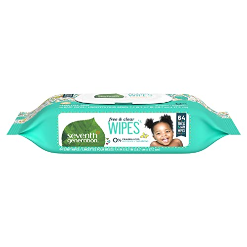 Seventh Generation Baby Wipes, Sensitive Protection with Flip Top Dispenser, White, unscented, 72 Count (Pack of 7) (Packaging May Vary)