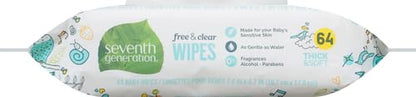 Seventh Generation Baby Wipes, Sensitive Protection with Flip Top Dispenser, White, unscented, 72 Count (Pack of 7) (Packaging May Vary)