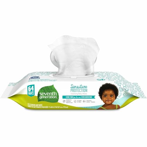 Seventh Generation Baby Wipes, Sensitive Protection with Flip Top Dispenser, White, unscented, 72 Count (Pack of 7) (Packaging May Vary)