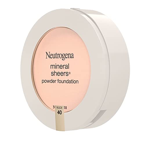 Neutrogena Mineral Sheers Compact Powder Foundation, Lightweight & Oil-Free Mineral Foundation, Fragrance-Free, Nude 40,.34 oz