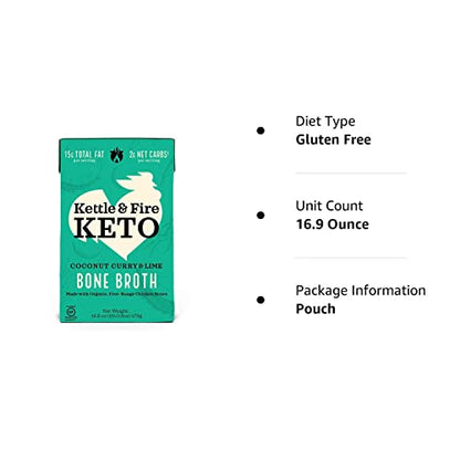 Kettle and Fire Classic Beef Bone Broth, Keto, Paleo, and Whole 30 Approved, Gluten Free, High in Protein and Collagen (6 Pack)