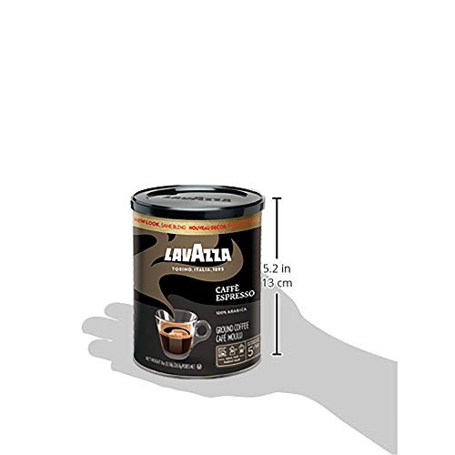 Lavazza Espresso Ground Coffee Blend, Medium Roast, 8-Oz Cans, Pack of 4 (Packaging May Vary) Premium Blend, Value Pack, Non-GMO, 100% Arabica, Rich-bodied