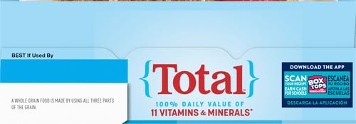 Total Breakfast Cereal, 100% Daily Value of 11 Vitamins & Minerals, Whole Grain Cereal, 16 oz